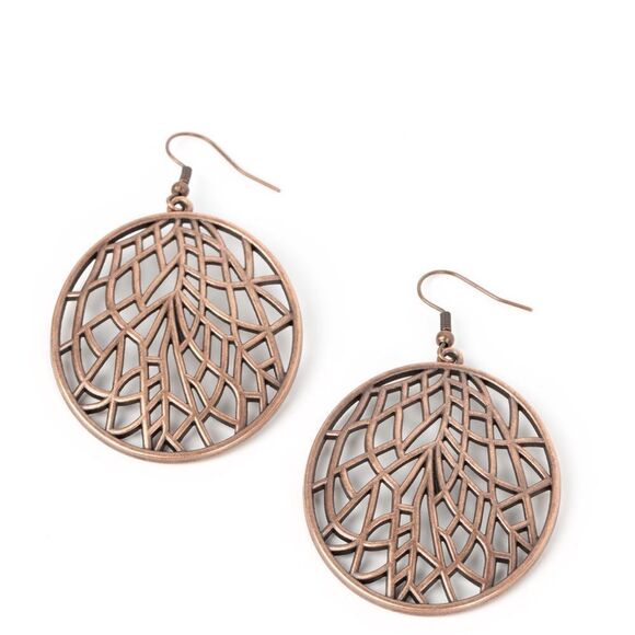 Copper foliage earrings - Picture 2 of 2